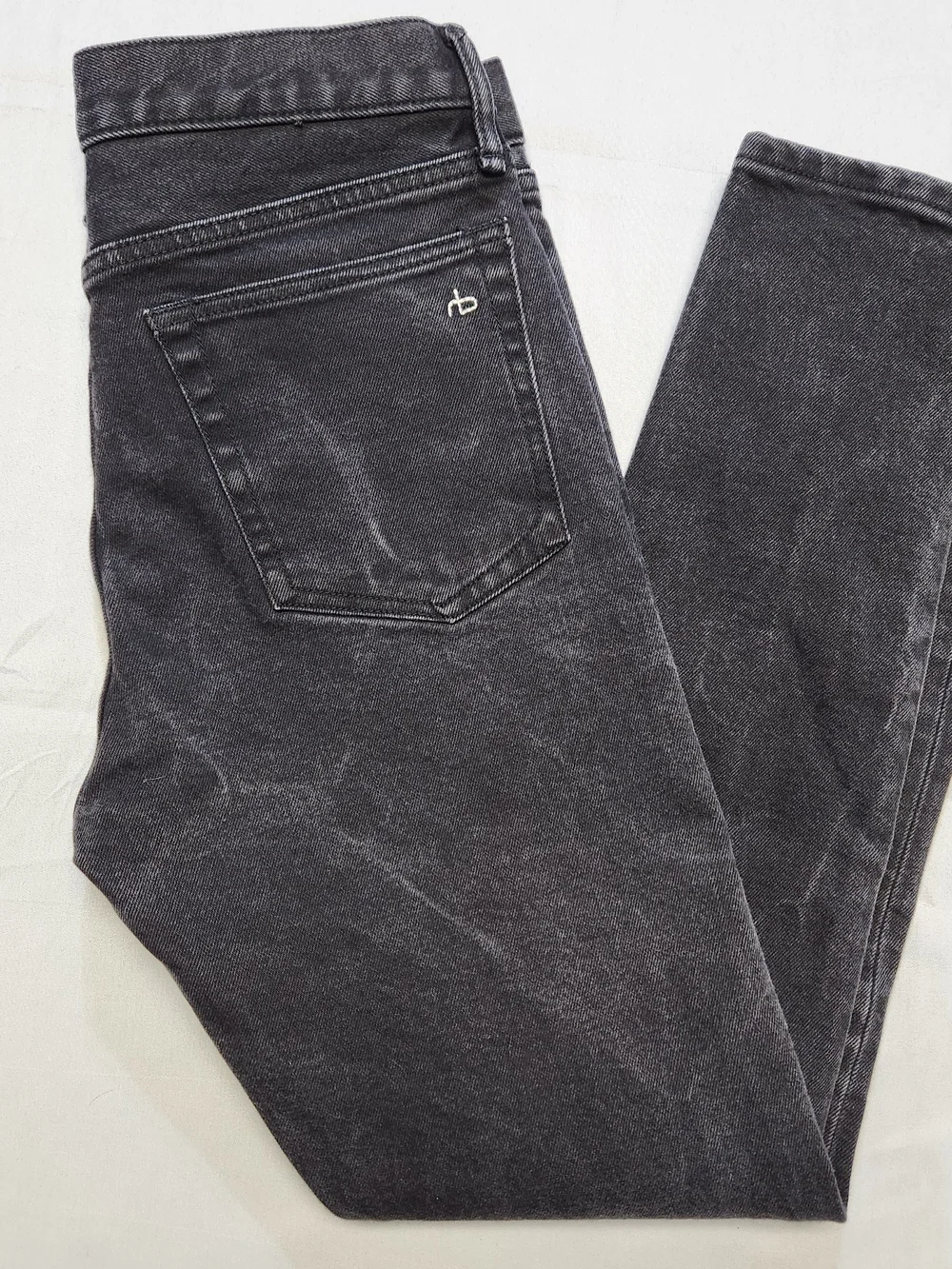 Rag & Bone Black Fit Straight Mens Button Fly Jeans Size 30x30 Excellent Fade